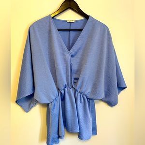 Shimmery bat wing sleeve blouse